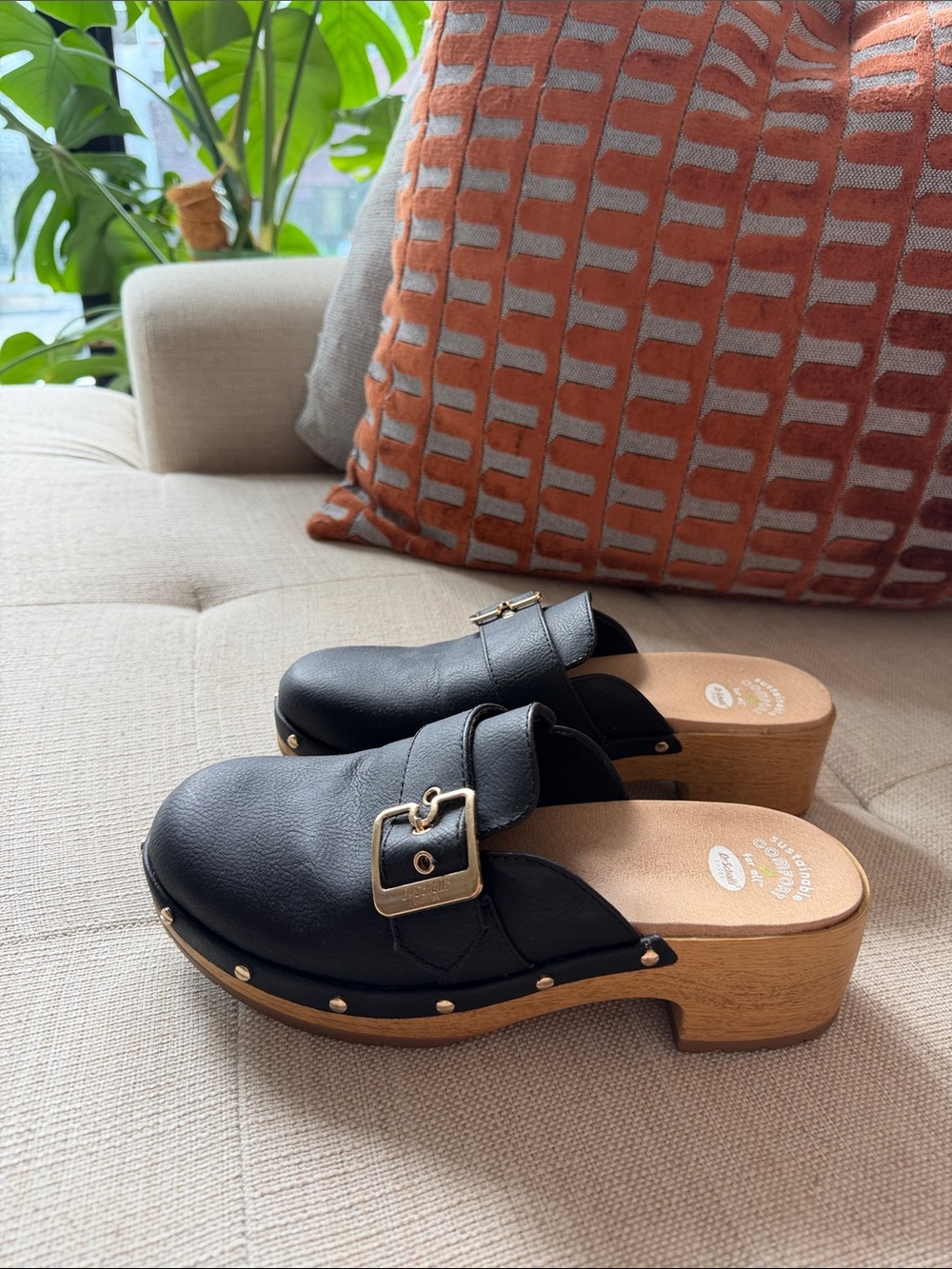 Dr. Scholls Black Leather Clog Mules - Women